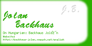 jolan backhaus business card